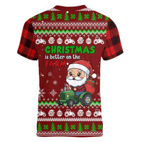 Tractor Santa Christmas Women V-Neck T-Shirt Xmas Holiday Patterns - Wonder Print Shop