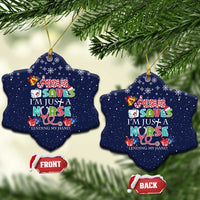 Nurse Life Jesus Christmas Ceramic Ornament Xmas Holiday Patterns - Wonder Print Shop