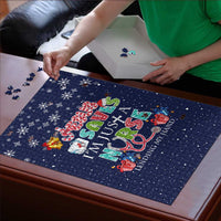 Nurse Life Jesus Christmas Puzzle Xmas Holiday Patterns - Wonder Print Shop