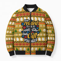 The Only Gift You Need Christmas Bomber Puffer Jacket Xmas Holiday Patterns - Wonder Print Shop