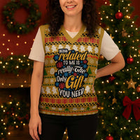 The Only Gift You Need Christmas Knitted V-Neck Vest Xmas Holiday Patterns - Wonder Print Shop