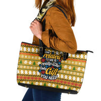 The Only Gift You Need Christmas Leather Tote Bag Xmas Holiday Patterns - Wonder Print Shop