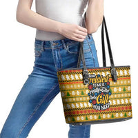The Only Gift You Need Christmas Leather Tote Bag Xmas Holiday Patterns - Wonder Print Shop