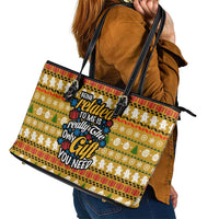 The Only Gift You Need Christmas Leather Tote Bag Xmas Holiday Patterns - Wonder Print Shop