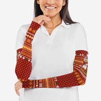Drink Beer With French Bulldog Christmas Arm Sleeves Xmas Holiday Patterns - Wonder Print Shop