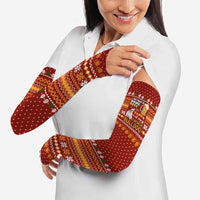 Drink Beer With French Bulldog Christmas Arm Sleeves Xmas Holiday Patterns - Wonder Print Shop
