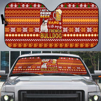Drink Beer With French Bulldog Christmas Auto Sun Shade Xmas Holiday Patterns - Wonder Print Shop