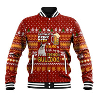 Drink Beer With French Bulldog Christmas Baseball Jacket Xmas Holiday Patterns - Wonder Print Shop