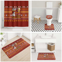 Drink Beer With French Bulldog Christmas Bathroom Set Xmas Holiday Patterns - Wonder Print Shop