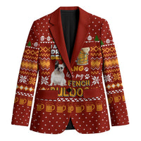 Drink Beer With French Bulldog Christmas Blazer Xmas Holiday Patterns - Wonder Print Shop