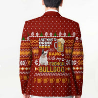Drink Beer With French Bulldog Christmas Blazer Xmas Holiday Patterns - Wonder Print Shop