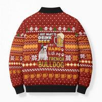 Drink Beer With French Bulldog Christmas Bomber Puffer Jacket Xmas Holiday Patterns - Wonder Print Shop