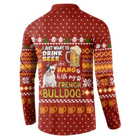 Drink Beer With French Bulldog Christmas Button Sweatshirt Xmas Holiday Patterns - Wonder Print Shop