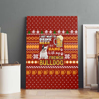 Drink Beer With French Bulldog Christmas Canvas Wall Art Xmas Holiday Patterns - Wonder Print Shop