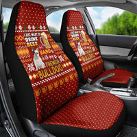 Drink Beer With French Bulldog Christmas Car Seat Cover Xmas Holiday Patterns - Wonder Print Shop