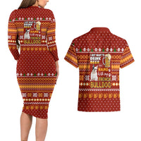 Drink Beer With French Bulldog Christmas Couples Matching Long Sleeve Bodycon Dress and Hawaiian Shirt Xmas Holiday Patterns - Wonder Print Shop