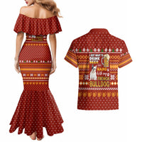 Drink Beer With French Bulldog Christmas Couples Matching Mermaid Dress and Hawaiian Shirt Xmas Holiday Patterns - Wonder Print Shop