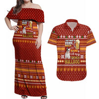 Drink Beer With French Bulldog Christmas Couples Matching Off Shoulder Maxi Dress and Hawaiian Shirt Xmas Holiday Patterns - Wonder Print Shop