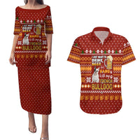 Drink Beer With French Bulldog Christmas Couples Matching Puletasi and Hawaiian Shirt Xmas Holiday Patterns - Wonder Print Shop