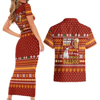 Drink Beer With French Bulldog Christmas Couples Matching Short Sleeve Bodycon Dress and Hawaiian Shirt Xmas Holiday Patterns - Wonder Print Shop