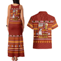 Drink Beer With French Bulldog Christmas Couples Matching Tank Maxi Dress and Hawaiian Shirt Xmas Holiday Patterns - Wonder Print Shop