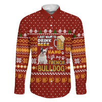 Drink Beer With French Bulldog Christmas Family Matching Long Sleeve Bodycon Dress and Hawaiian Shirt Xmas Holiday Patterns - Wonder Print Shop