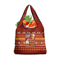 Drink Beer With French Bulldog Christmas Grocery Bag Xmas Holiday Patterns - Wonder Print Shop