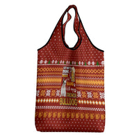 Drink Beer With French Bulldog Christmas Grocery Bag Xmas Holiday Patterns - Wonder Print Shop