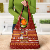 Drink Beer With French Bulldog Christmas Grocery Bag Xmas Holiday Patterns - Wonder Print Shop