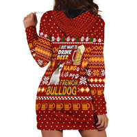 Drink Beer With French Bulldog Christmas Hoodie Dress Xmas Holiday Patterns - Wonder Print Shop