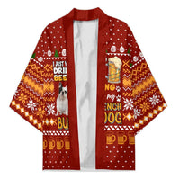 Drink Beer With French Bulldog Christmas Kimono Xmas Holiday Patterns - Wonder Print Shop