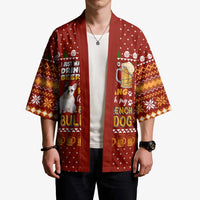 Drink Beer With French Bulldog Christmas Kimono Xmas Holiday Patterns - Wonder Print Shop