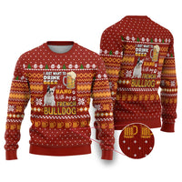 Drink Beer With French Bulldog Christmas Ugly Christmas Sweater Xmas Holiday Patterns - Wonder Print Shop