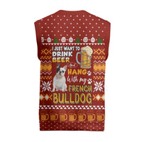 Drink Beer With French Bulldog Christmas Knitted V-Neck Vest Xmas Holiday Patterns - Wonder Print Shop