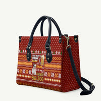Drink Beer With French Bulldog Christmas Leather Bag Xmas Holiday Patterns - Wonder Print Shop