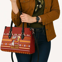 Drink Beer With French Bulldog Christmas Leather Bag Xmas Holiday Patterns - Wonder Print Shop