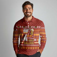 Drink Beer With French Bulldog Christmas Long Sleeve Polo Shirt Xmas Holiday Patterns - Wonder Print Shop