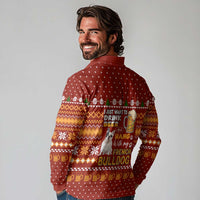 Drink Beer With French Bulldog Christmas Long Sleeve Polo Shirt Xmas Holiday Patterns - Wonder Print Shop