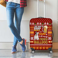 Drink Beer With French Bulldog Christmas Luggage Cover Xmas Holiday Patterns - Wonder Print Shop
