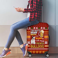 Drink Beer With French Bulldog Christmas Luggage Cover Xmas Holiday Patterns - Wonder Print Shop