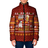 Drink Beer With French Bulldog Christmas Padded Jacket Xmas Holiday Patterns - Wonder Print Shop
