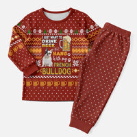 Drink Beer With French Bulldog Christmas Pajama Set Xmas Holiday Patterns - Wonder Print Shop