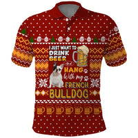 Drink Beer With French Bulldog Christmas Polo Shirt Xmas Holiday Patterns - Wonder Print Shop