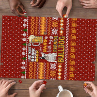 Drink Beer With French Bulldog Christmas Puzzle Xmas Holiday Patterns - Wonder Print Shop