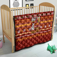 Drink Beer With French Bulldog Christmas Quilt Xmas Holiday Patterns - Wonder Print Shop