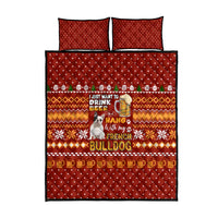 Drink Beer With French Bulldog Christmas Quilt Bed Set Xmas Holiday Patterns - Wonder Print Shop