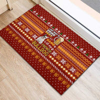 Drink Beer With French Bulldog Christmas Rubber Doormat Xmas Holiday Patterns - Wonder Print Shop