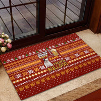 Drink Beer With French Bulldog Christmas Rubber Doormat Xmas Holiday Patterns - Wonder Print Shop