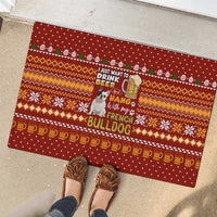 Drink Beer With French Bulldog Christmas Rubber Doormat Xmas Holiday Patterns - Wonder Print Shop