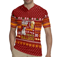 Drink Beer With French Bulldog Christmas Rugby Jersey Xmas Holiday Patterns - Wonder Print Shop